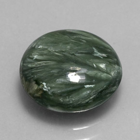 Serafinita verde natural 4,23ct, corte redondo, opaco