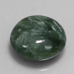 Serafinita verde natural 4,68ct, corte redondo, opaco