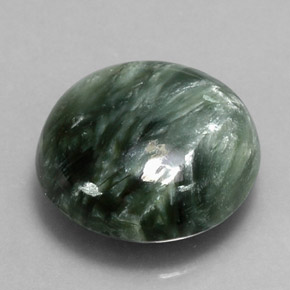 Serafinita verde natural 4,81ct, corte redondo, opaco
