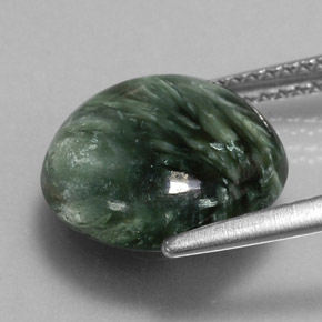 Serafinita verde natural 4,81ct, corte redondo, opaco