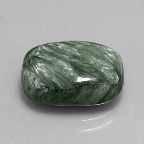 Serafinita verde natural 5,42ct, almofada cortada, opaco