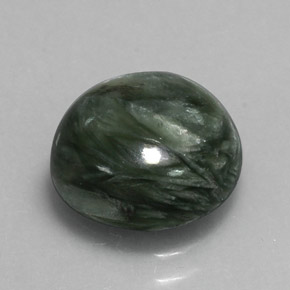 Serafinita verde natural 3,36ct, corte redondo, opaco