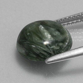 Serafinita verde natural 3,36ct, corte redondo, opaco