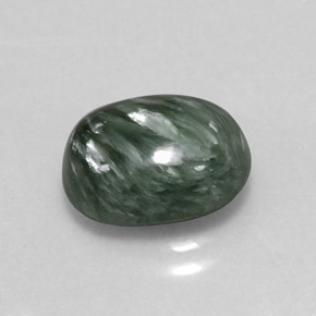 Serafinita verde natural 3,18ct, corte oval, opaco