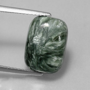 Serafinita Verde Natural 6.43ct, Almofada cortada, Opaco