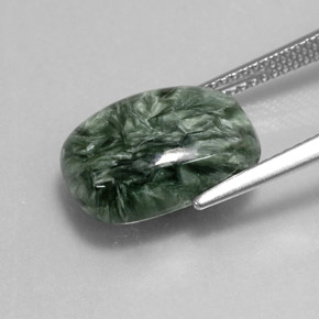 Serafinita Verde Natural 6.43ct, Almofada cortada, Opaco