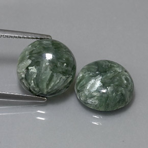 Pedras preciosas de serafinita verde natural de  ct, corte redondo, opaco