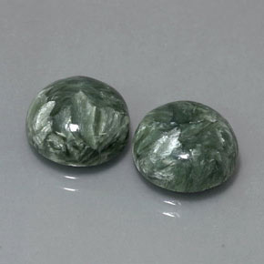 Pedras preciosas de serafinita verde natural de  ct, corte redondo, opaco