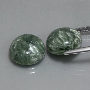 Pedras preciosas de serafinita verde natural de  ct, corte redondo, opaco