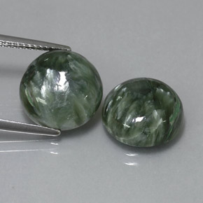 Pedras preciosas de serafinita verde natural de  ct, corte redondo, opaco