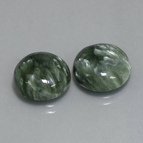 Pedras preciosas de serafinita verde natural de  ct, corte redondo, opaco