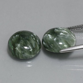 Pedras preciosas de serafinita verde natural de  ct, corte redondo, opaco