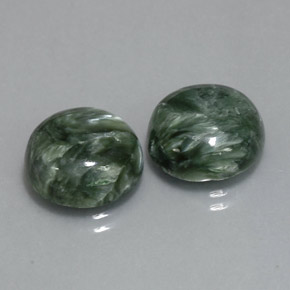 Pedras preciosas de serafinita verde natural de  ct, corte redondo, opaco