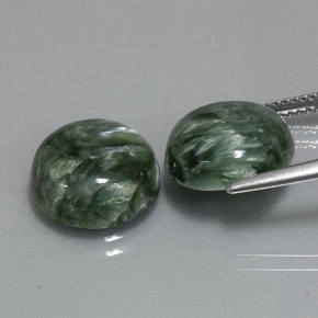 Pedras preciosas de serafinita verde natural de  ct, corte redondo, opaco