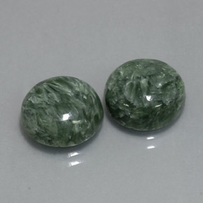 Pedras preciosas de serafinita verde natural de  ct, corte redondo, opaco