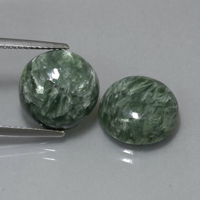 Pedras preciosas de serafinita verde natural de  ct, corte redondo, opaco