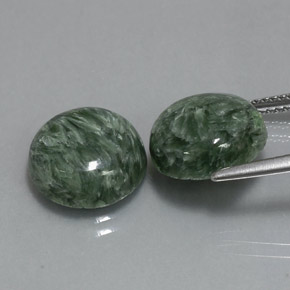 Pedras preciosas de serafinita verde natural de  ct, corte redondo, opaco