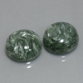 Pedras preciosas de serafinita verde natural de  ct, corte redondo, opaco