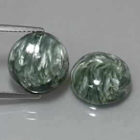 Pedras preciosas de serafinita verde natural de  ct, corte redondo, opaco