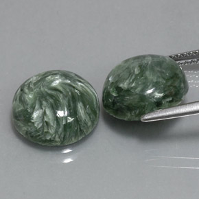 Pedras preciosas de serafinita verde natural de  ct, corte redondo, opaco