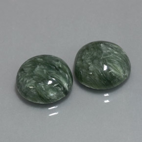 Pedras preciosas de serafinita verde natural de  ct, corte redondo, opaco