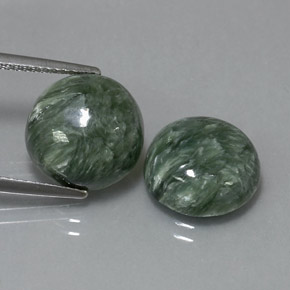 Pedras preciosas de serafinita verde natural de  ct, corte redondo, opaco