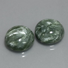 Pedras preciosas de serafinita verde natural de  ct, corte redondo, opaco