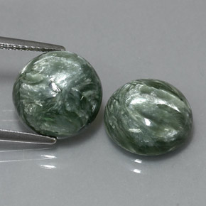 Pedras preciosas de serafinita verde natural de  ct, corte redondo, opaco