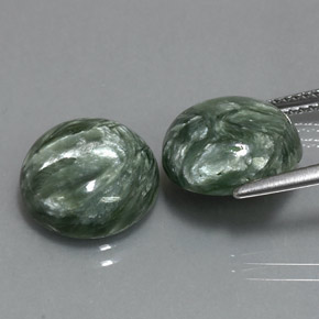 Pedras preciosas de serafinita verde natural de  ct, corte redondo, opaco