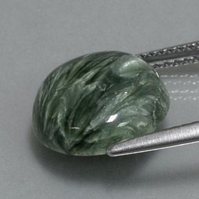 Serafinita verde natural 4,27ct, corte redondo, opaco