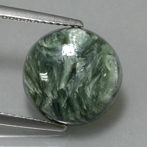 Serafinita verde natural 4,60ct, corte redondo, opaco