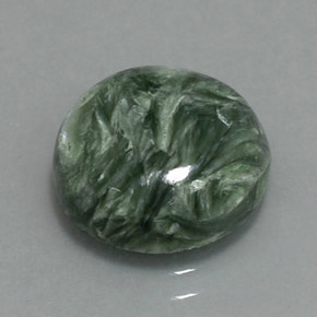 Serafinita verde natural 4,60ct, corte redondo, opaco