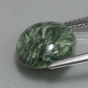 Serafinita verde natural 4,60ct, corte redondo, opaco