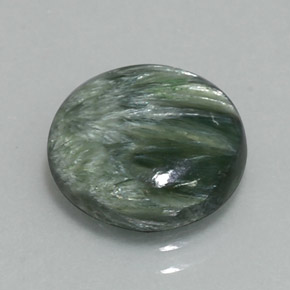 Serafinita verde natural 3,87ct, corte redondo, opaco