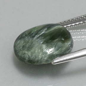 Serafinita verde natural 3,87ct, corte redondo, opaco