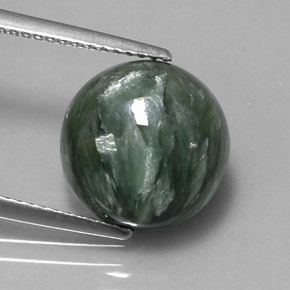Serafinita Verde Natural 4.95ct, Corte Redondo, Opaco