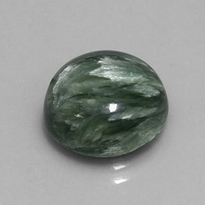 Serafinita Verde Natural 4.95ct, Corte Redondo, Opaco