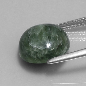 Serafinita Verde Natural 4.95ct, Corte Redondo, Opaco