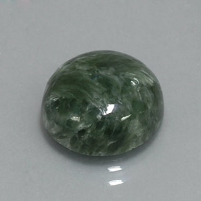 Serafinita verde natural 5,08ct, corte redondo, opaco