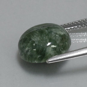 Serafinita verde natural 5,08ct, corte redondo, opaco