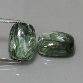 Pedras preciosas de serafinita verde natural de 14,29 ct, almofada cortada, opaco