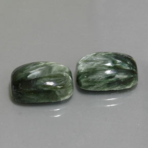 Pedras preciosas de serafinita verde natural de 14,29 ct, almofada cortada, opaco