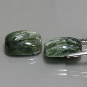 Pedras preciosas de serafinita verde natural de 14,29 ct, almofada cortada, opaco