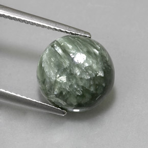 Serafinita verde natural 4,84ct, corte redondo, opaco