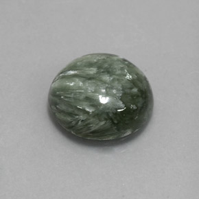 Serafinita verde natural 4,84ct, corte redondo, opaco
