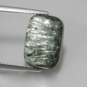 Serafinita Verde Natural 5.34ct, Almofada cortada, Opaco