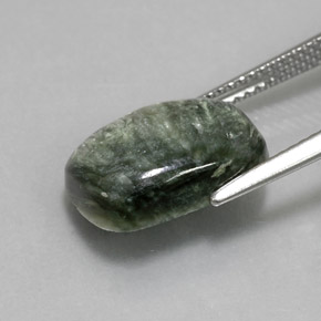 Serafinita Verde Natural 5.34ct, Almofada cortada, Opaco