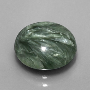 Serafinita verde natural 4,66ct, corte redondo, opaco