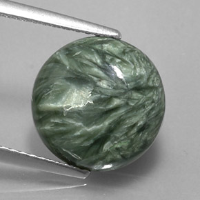 Serafinita Verde Natural 4.56ct, Corte Redondo, Opaco