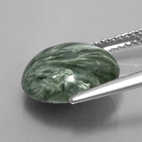 Serafinita Verde Natural 4.56ct, Corte Redondo, Opaco